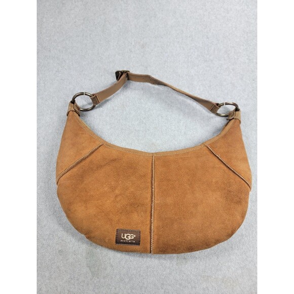 UGG Handbags - Ugg Sling Hobo Bag Brown Medium Sherpa Shearling Zip Suede Boho Distressed